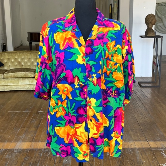 Vintage, colorful floral, cropped wide leg, two piece set - Picture 8 of 10